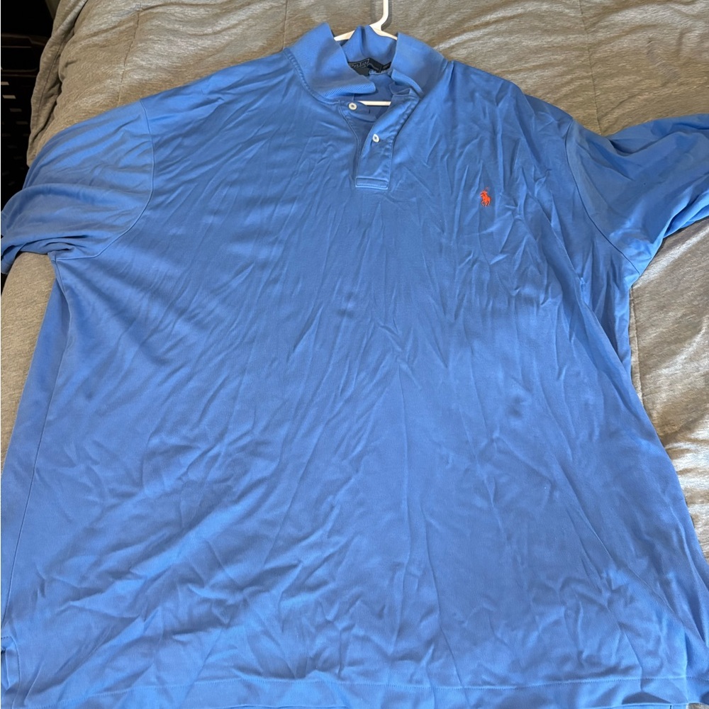 Ralph Lauren Light Blue Short-Sleeve Polo with Orange Pony